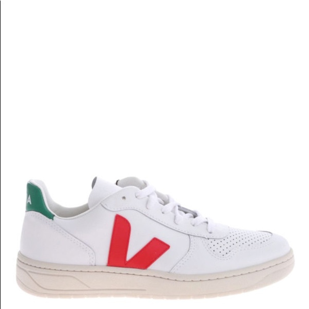 Veja
V-10 extra white sneakers Red Green 9.5